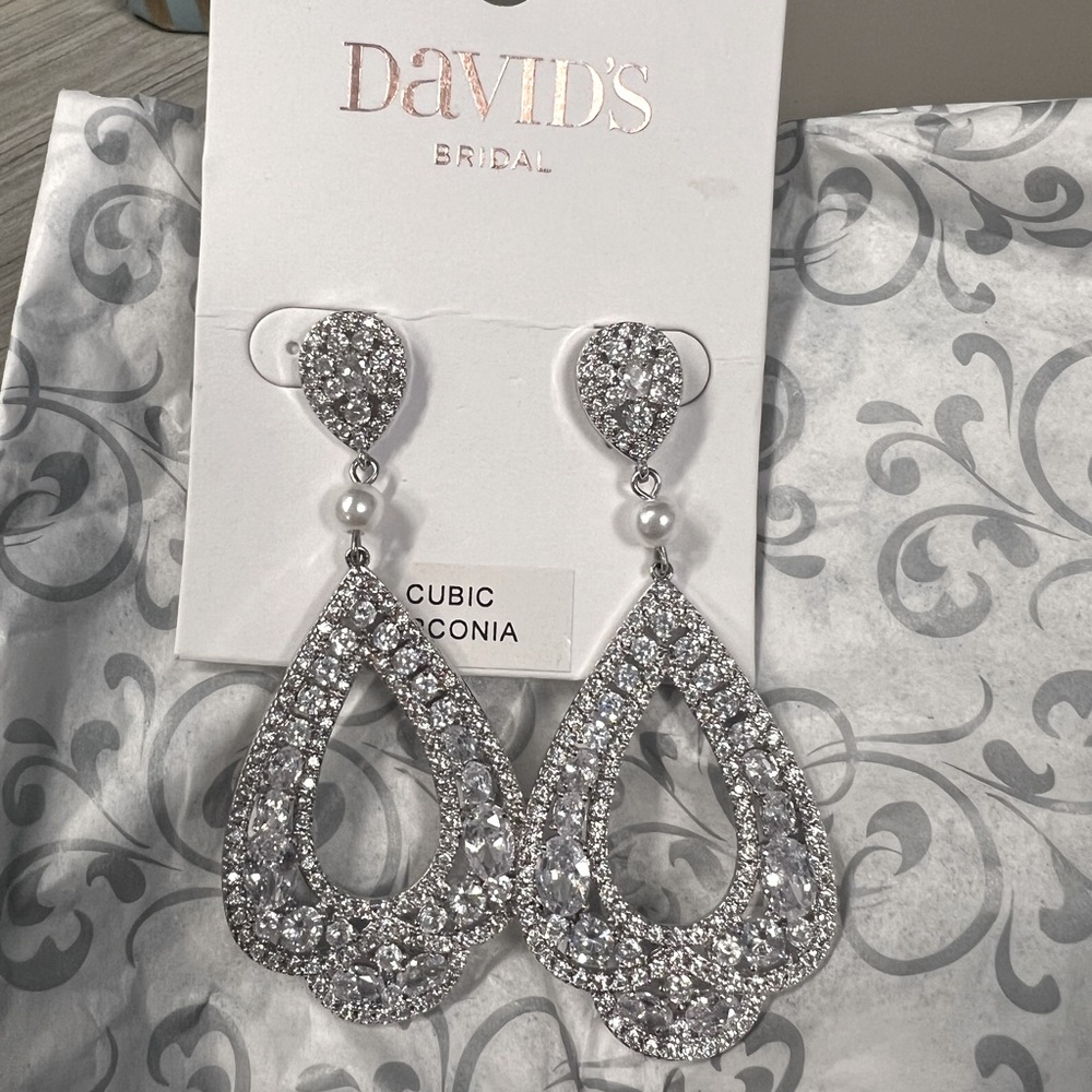 Bridal Special Occasion CZ drop earrings